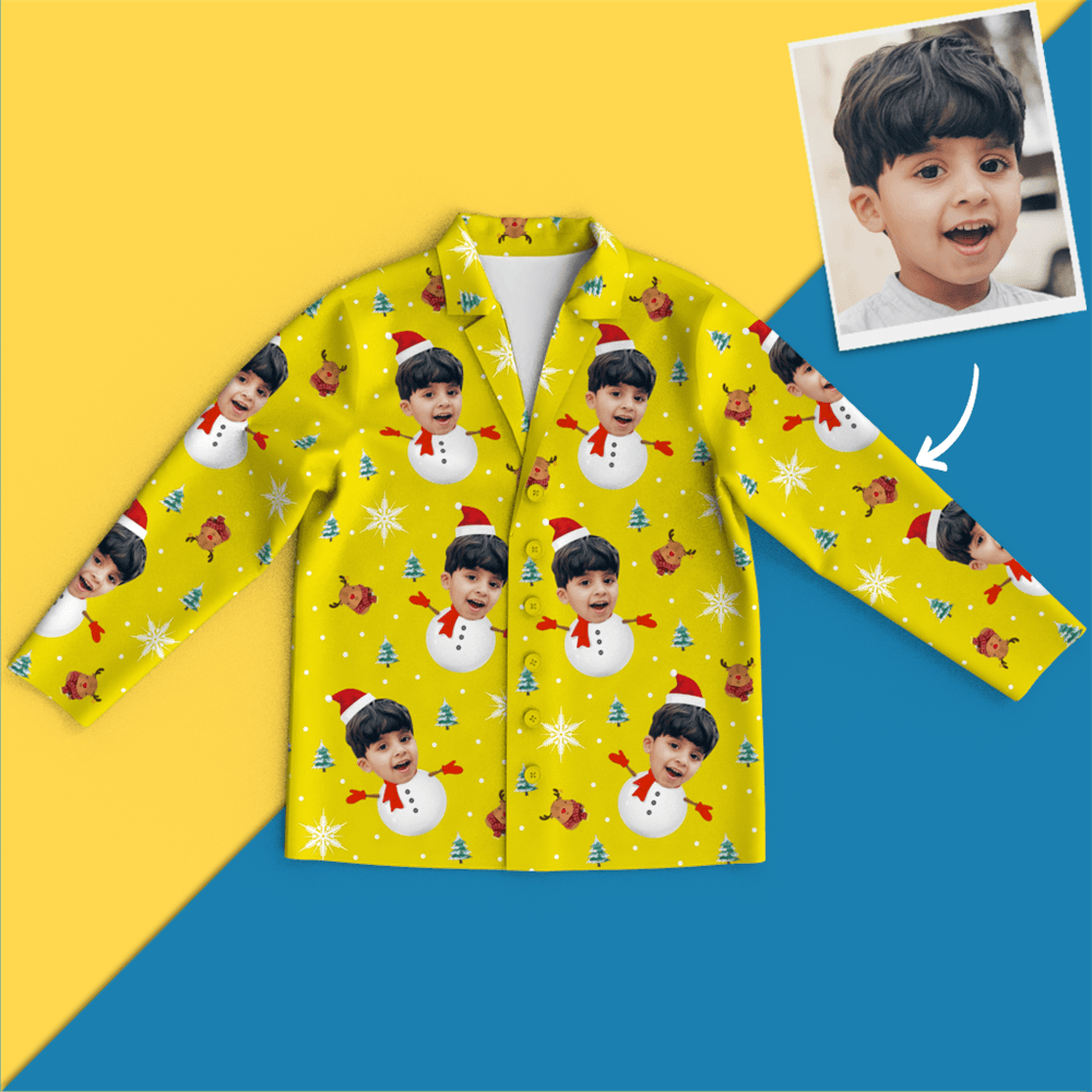 Custom Face Christmas Pajamas - Snow Man - 
