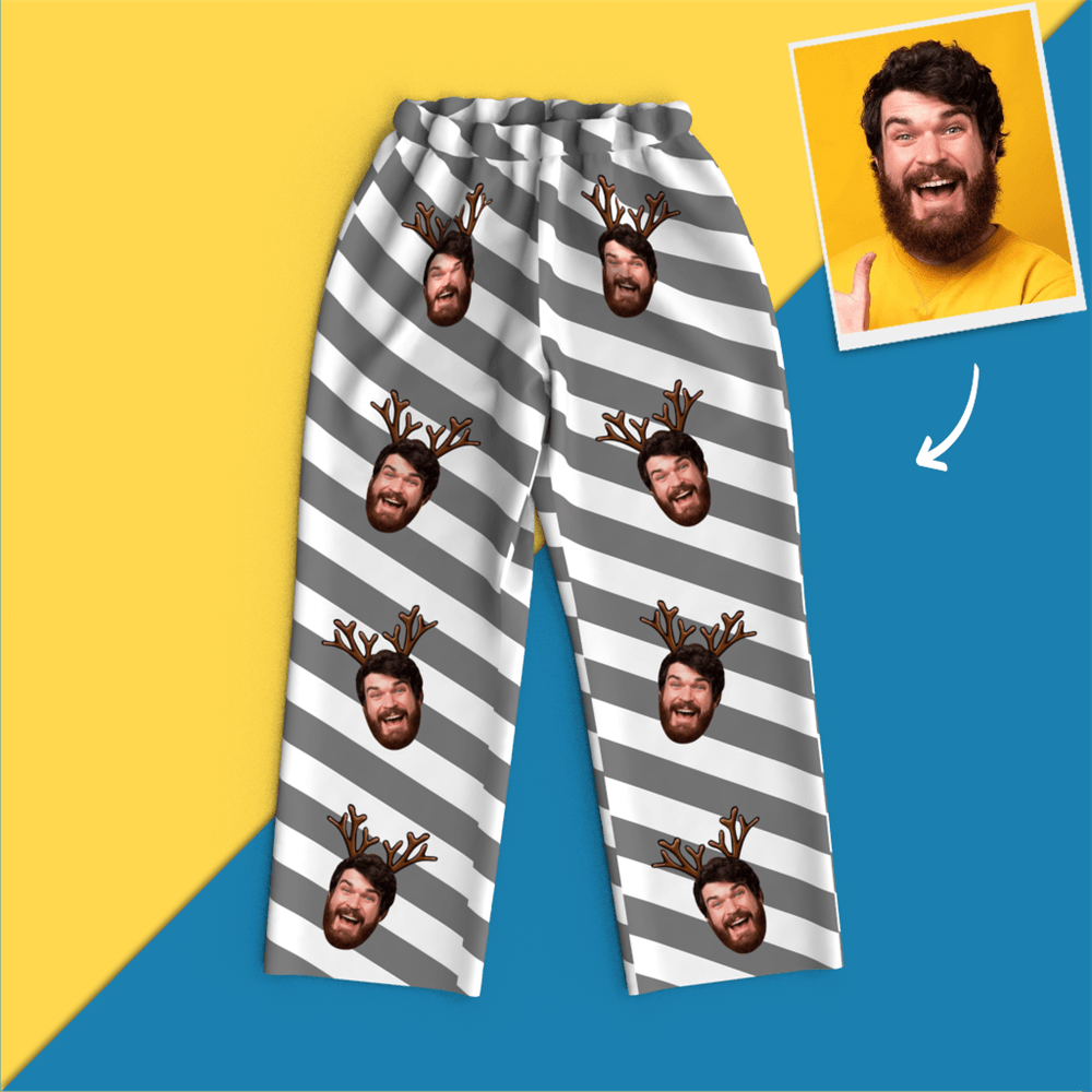 Custom Face Christmas Pajamas - Elk - 