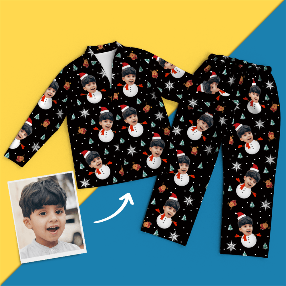 Custom Face Christmas Pajamas - Snow Man - 