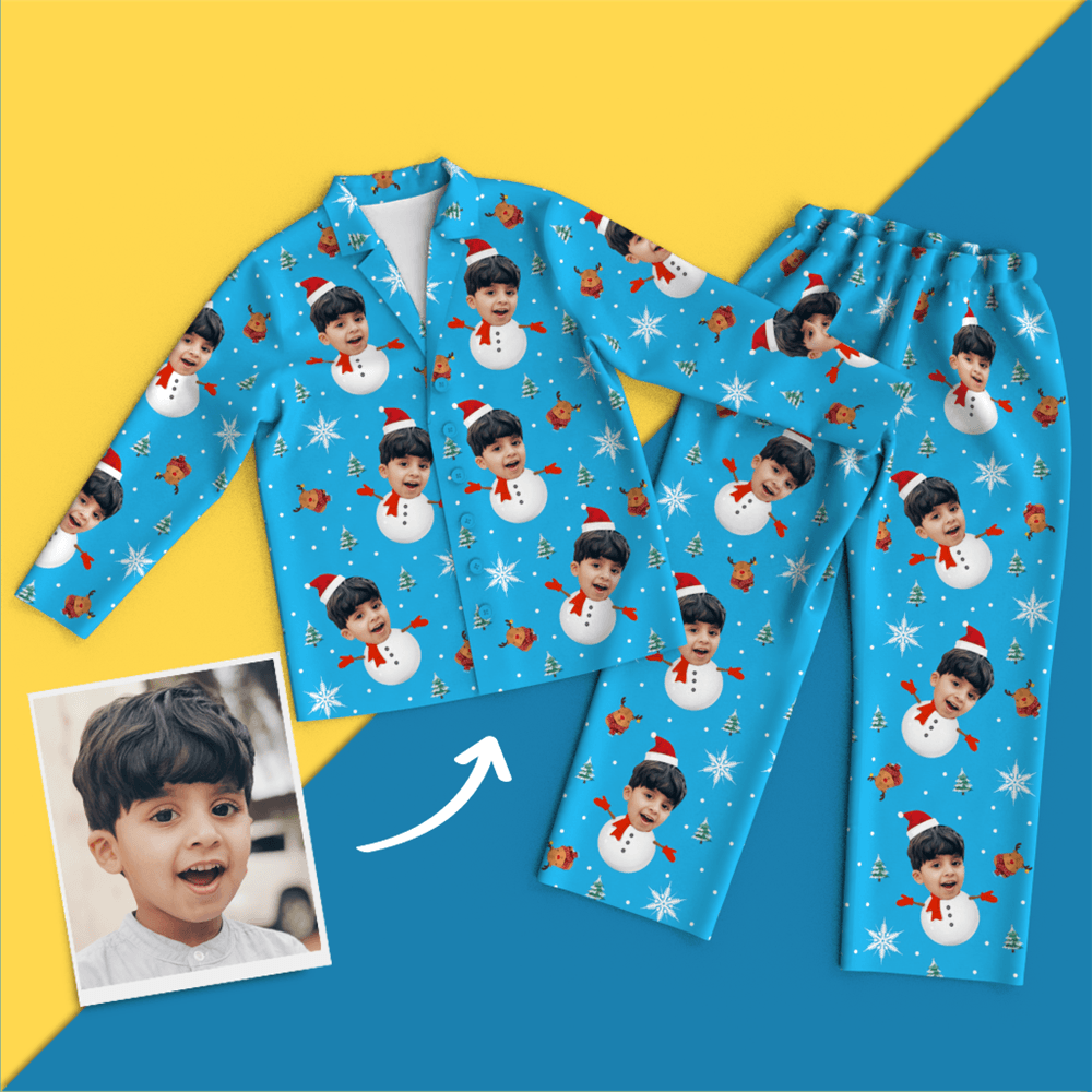 Custom Face Christmas Pajamas - Snow Man - 