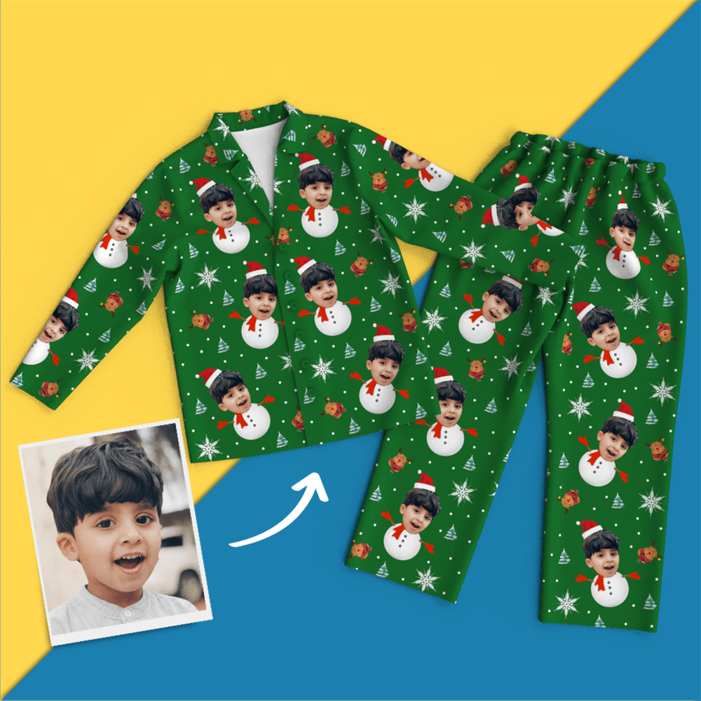 Custom Face Christmas Pajamas - Snow Man - 