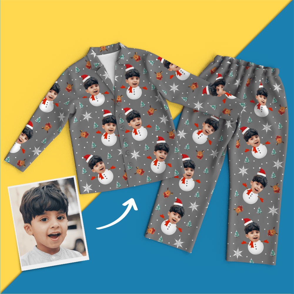 Custom Face Christmas Pajamas - Snow Man - 