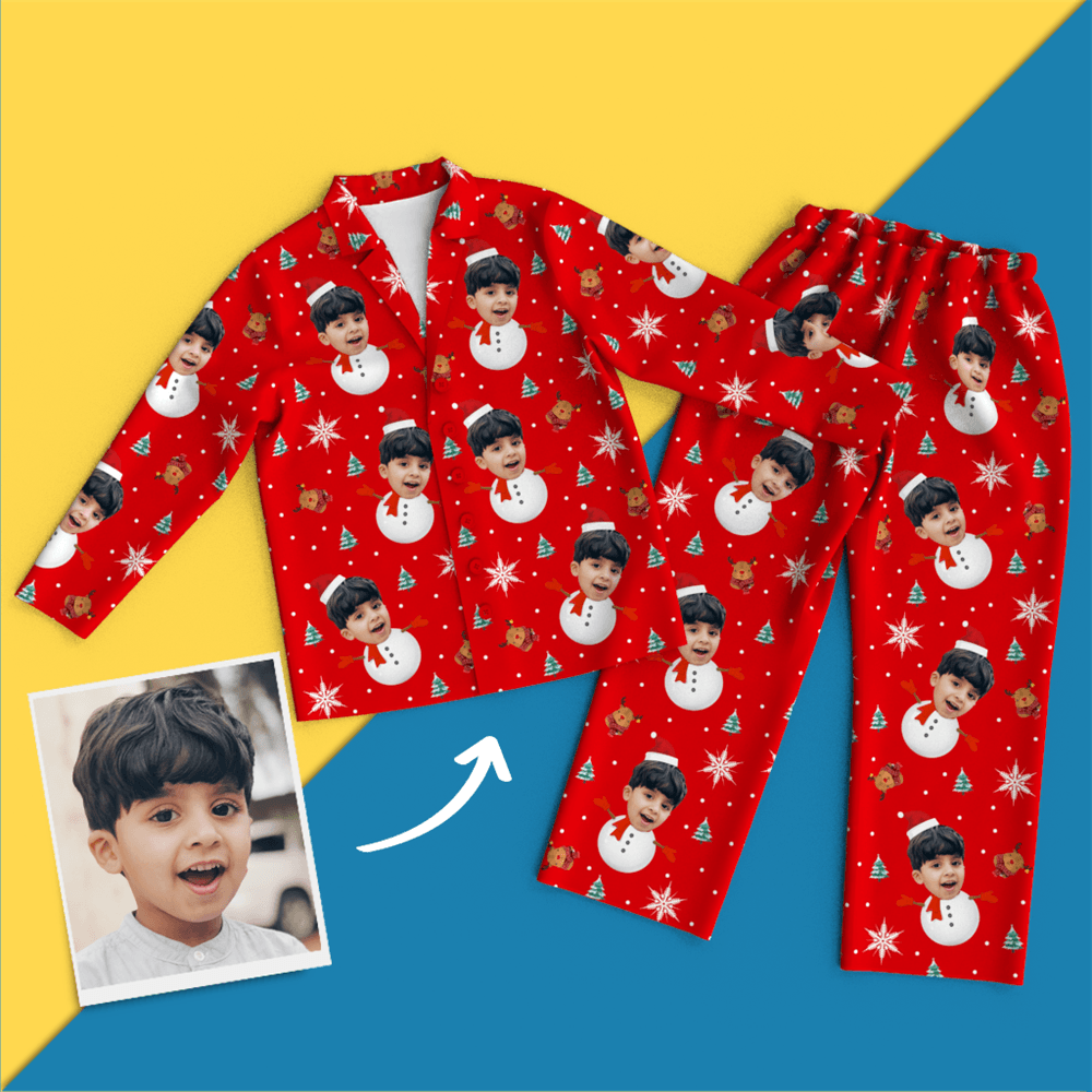 Custom Face Christmas Pajamas - Snow Man - 
