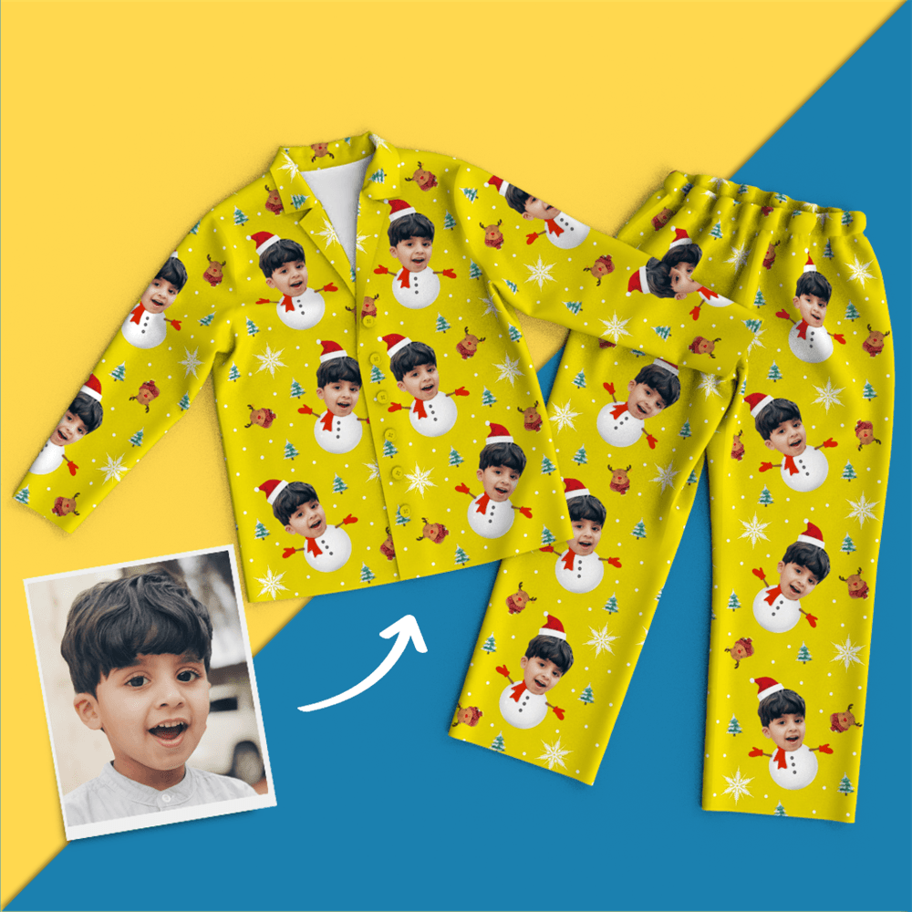 Custom Face Christmas Pajamas - Snow Man - 