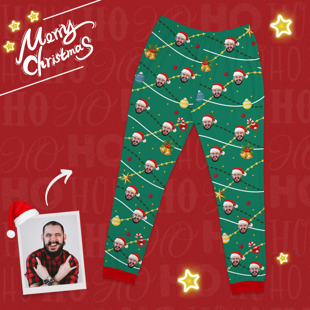Custom Face Christmas Tree Pajamas Suit - 