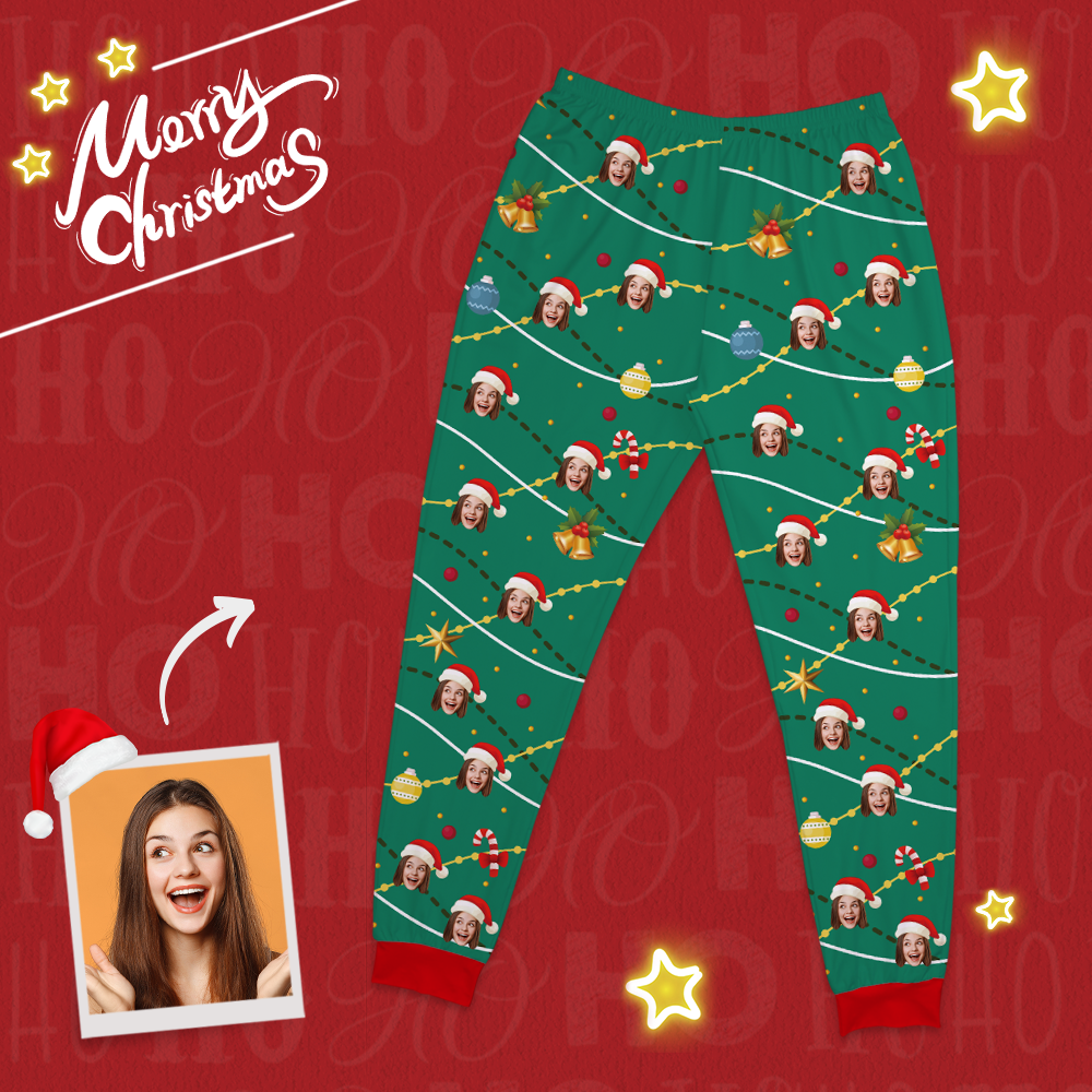 Custom Face Christmas Tree Pajamas Suit - 