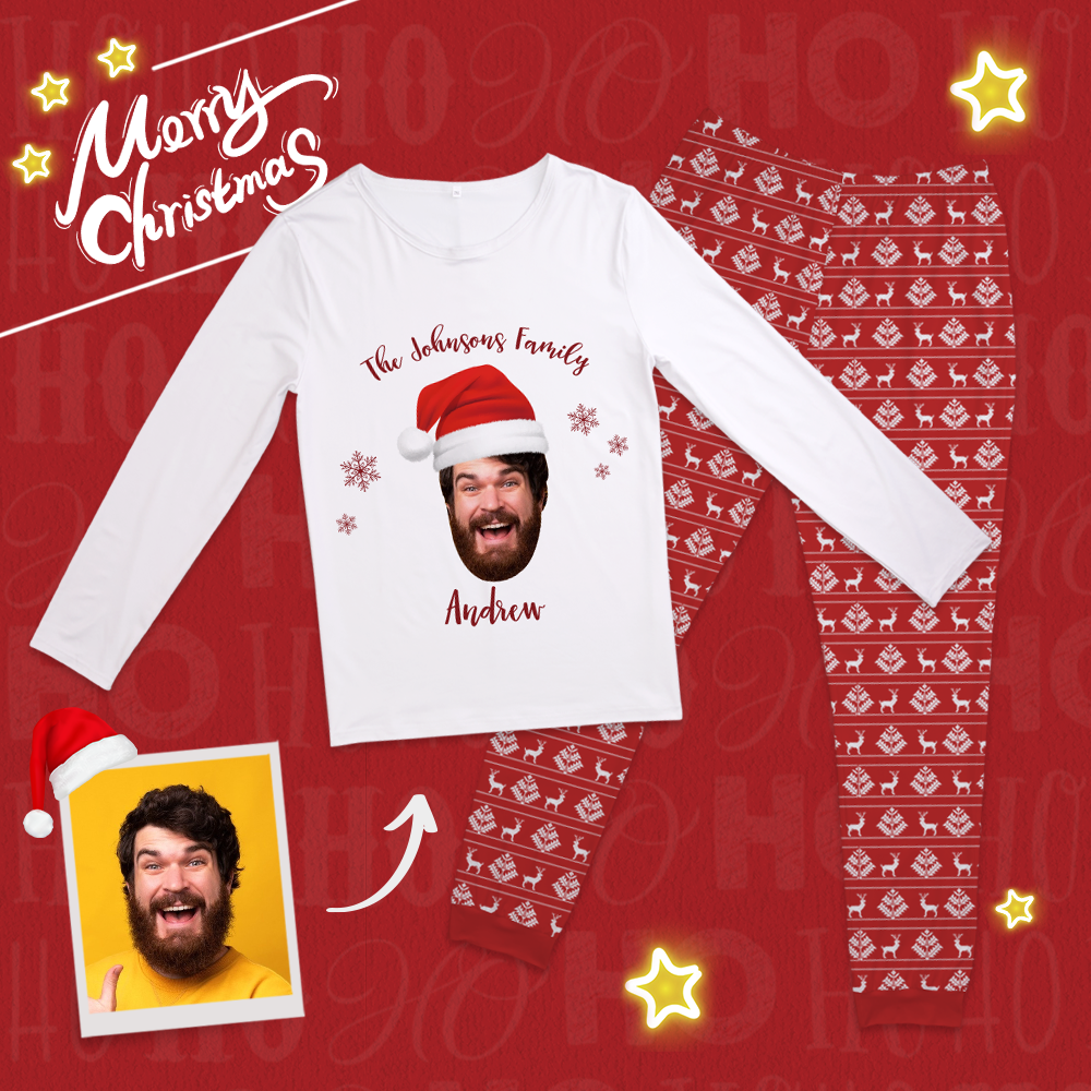 Custom Face Merry Christmas Personalized Pajamas-Pajama Tops - 