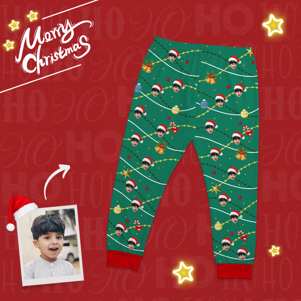 Custom Face Christmas Tree Pajamas Suit - 