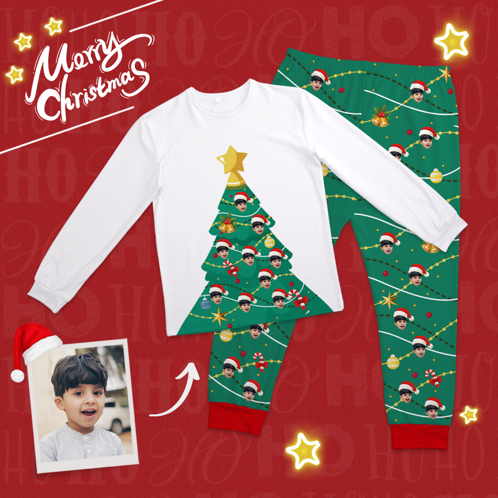 Custom Face Christmas Tree Pajamas - 