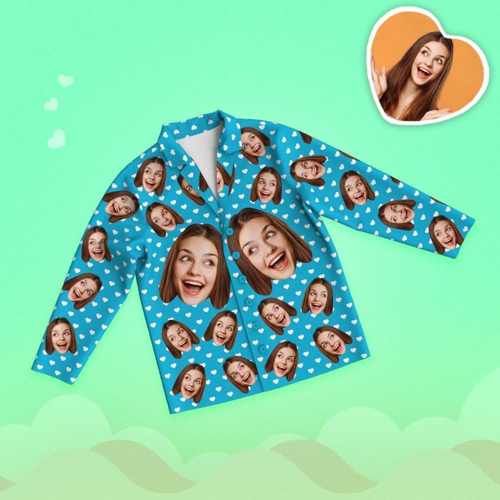 Custom Face Love Your Heart Printed Long Sleeve Pajamas - 