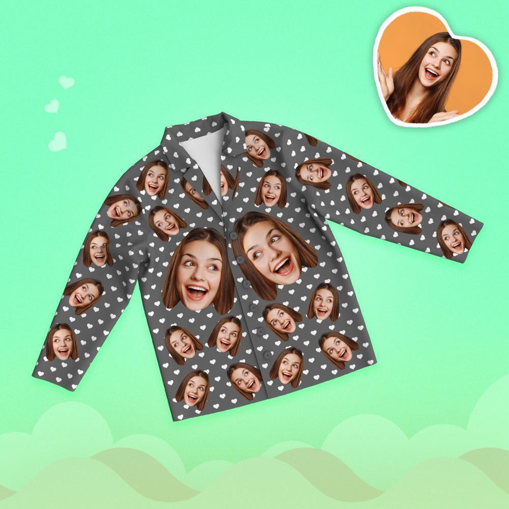 Custom Face Love Your Heart Printed Long Sleeve Pajamas - 
