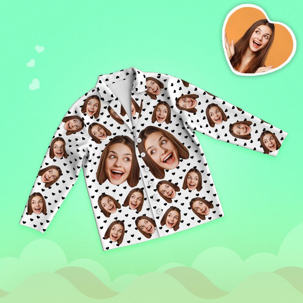 Custom Face Love Your Heart Printed Long Sleeve Pajamas - 