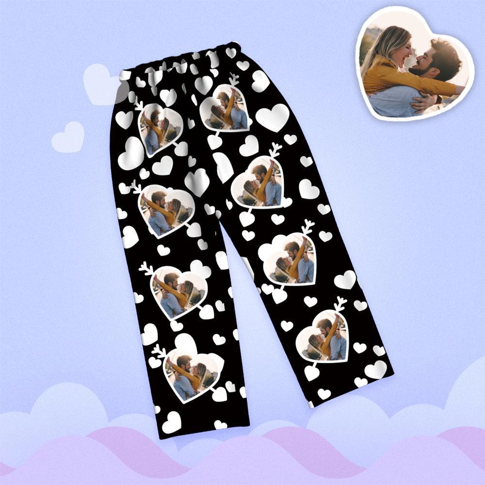 Valentine's Day Custom Photo Cupid's Arrow Printed Long Sleeve Pajamas - 