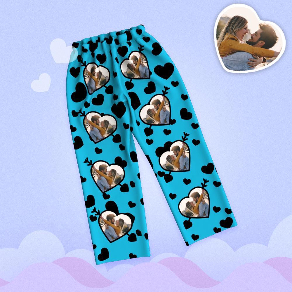 Valentine's Day Custom Photo Cupid's Arrow Printed Long Sleeve Pajamas - 