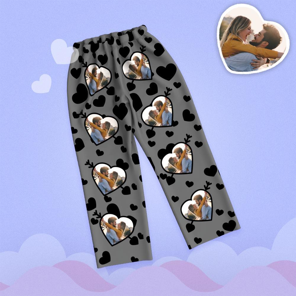 Valentine's Day Custom Photo Cupid's Arrow Printed Long Sleeve Pajamas - 