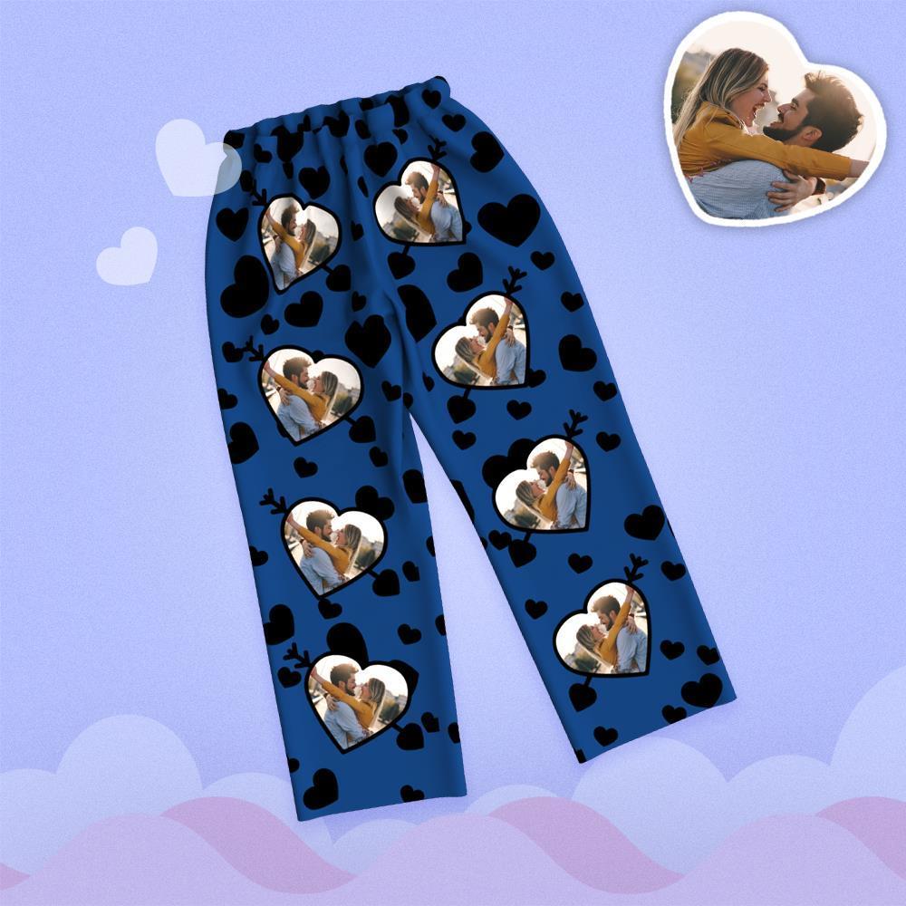 Valentine's Day Custom Photo Cupid's Arrow Printed Long Sleeve Pajamas - 