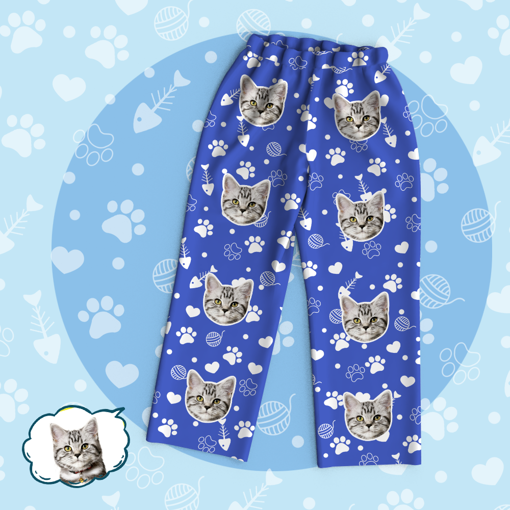 Personalized Pet Photo Pajama Tops/Pants - Lovely Cat Face - 