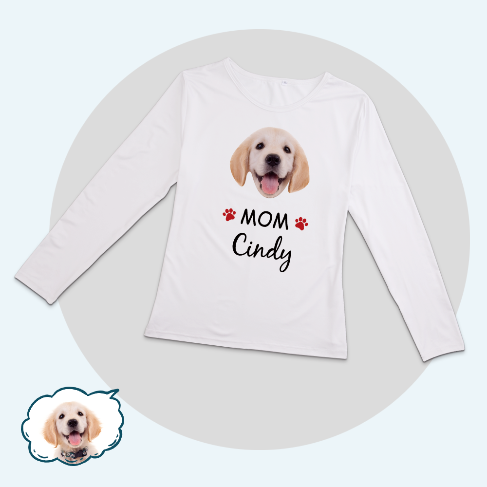 Custom Family Pajama Tops Add Photo And Name - Dog Face - 