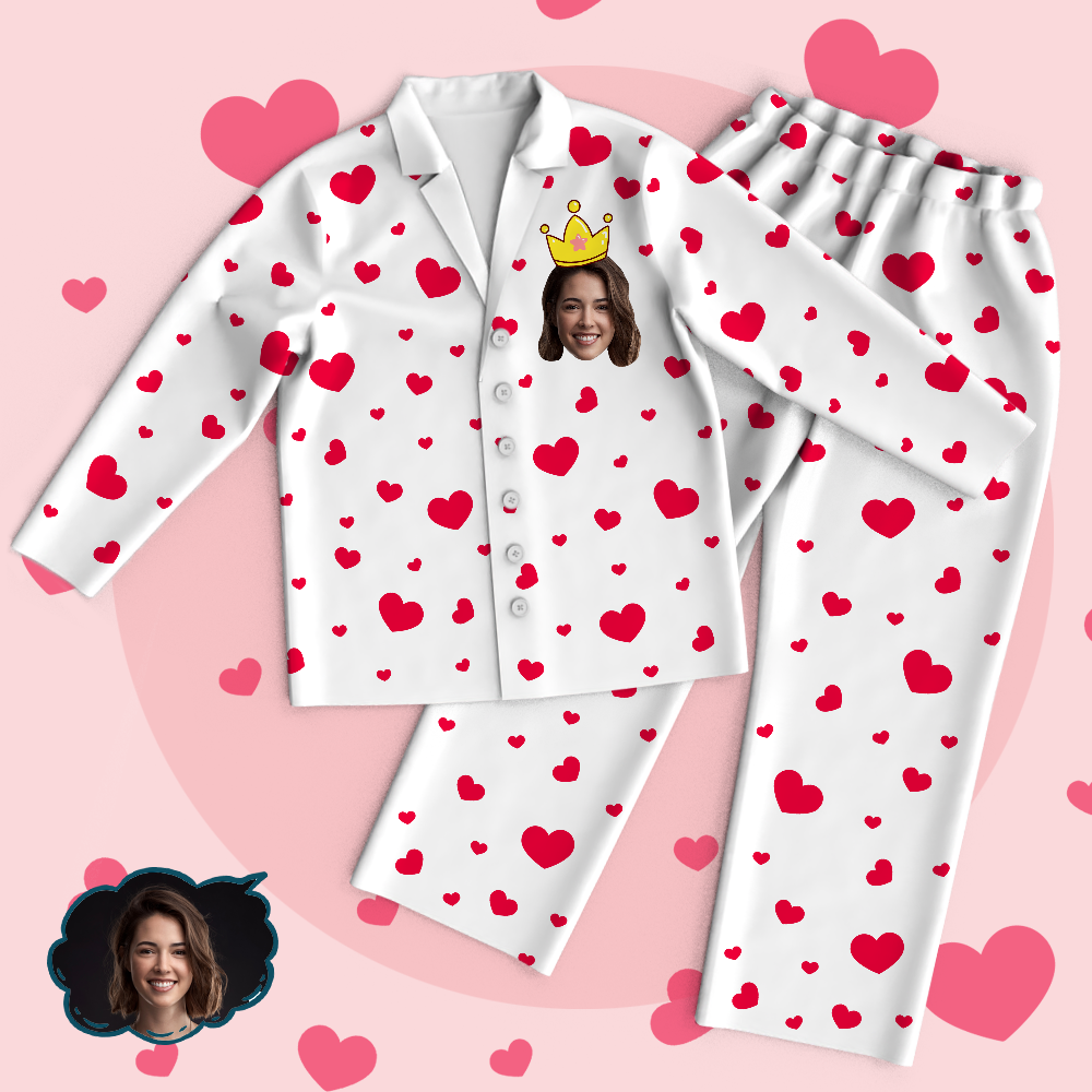 Custom Face Heart Pajama Tops Love My Mom Personalized Mothers Day Gifts - 