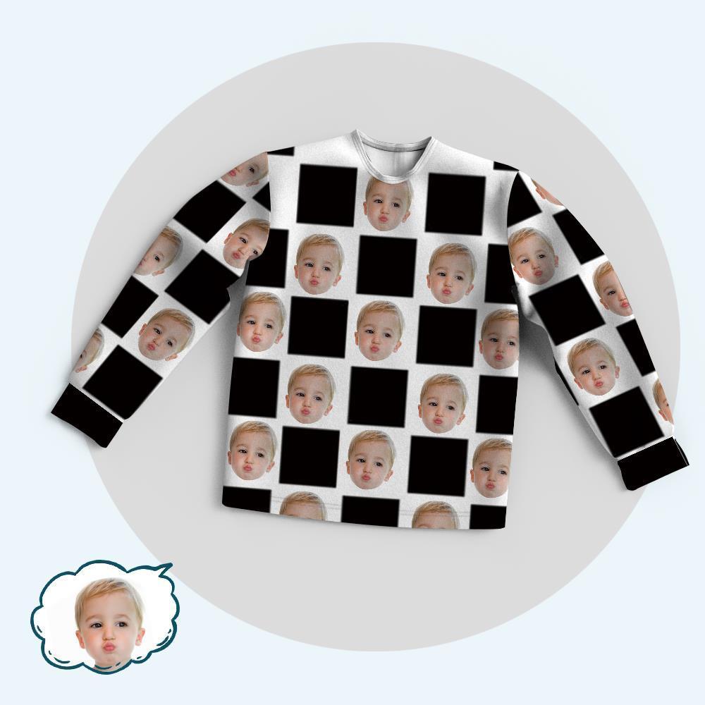 Custom Face Family Pajama Tops With Chess Board - 