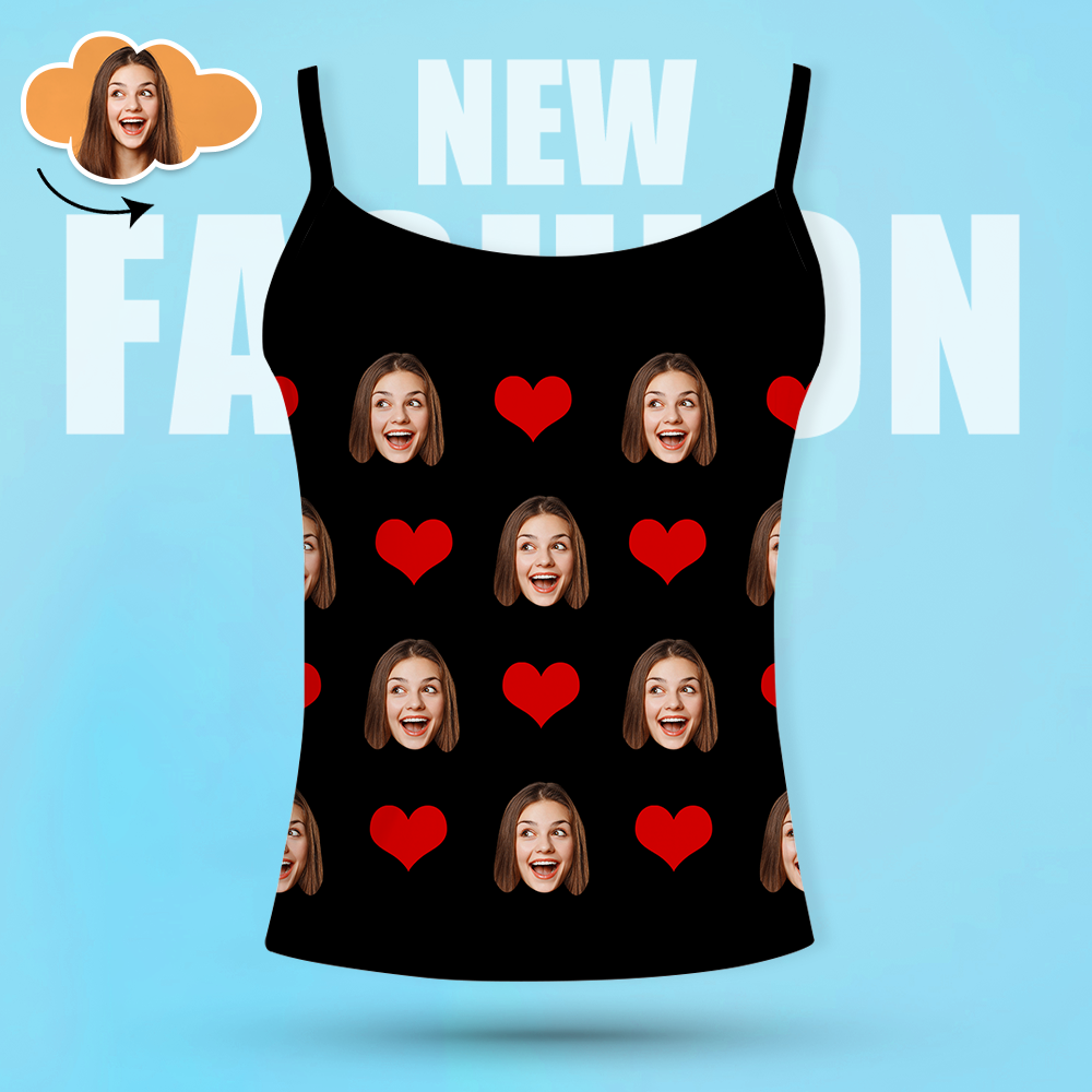 Custom Face Pants Ladie's Loose Wide-leg Pants Heart Pattern - 