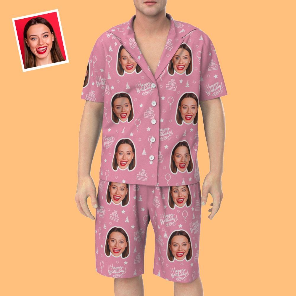 Custom Face Short Sleeve Pajamas Unique Birthday Photo Gift For Best Friend - 
