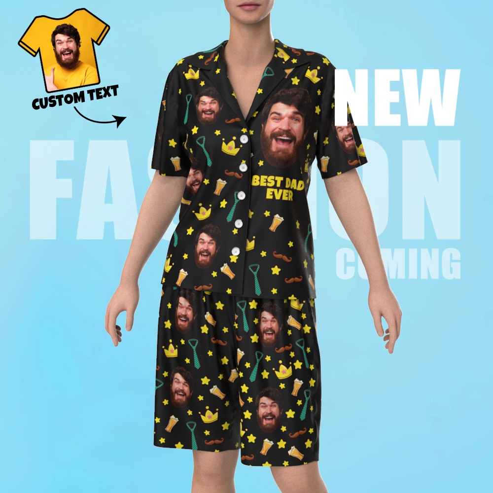 Custom Face Short Sleeve Personalized Pajamas Father's Day Gift for Dad - 