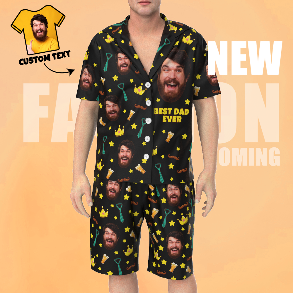 Custom Face Short Sleeve Personalized Pajamas Father's Day Gift for Dad - 
