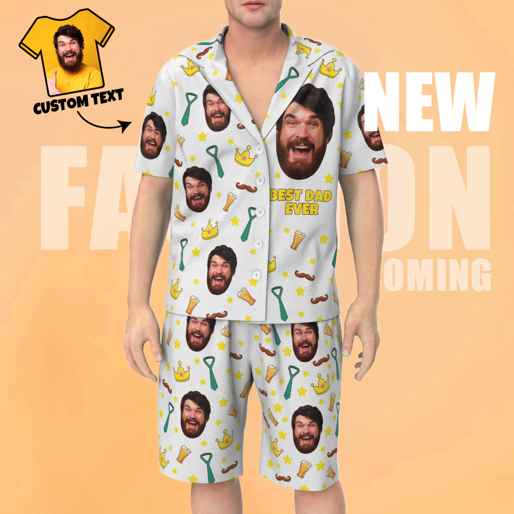 Custom Face Short Sleeve Personalized Pajamas Father's Day Gift for Dad - 