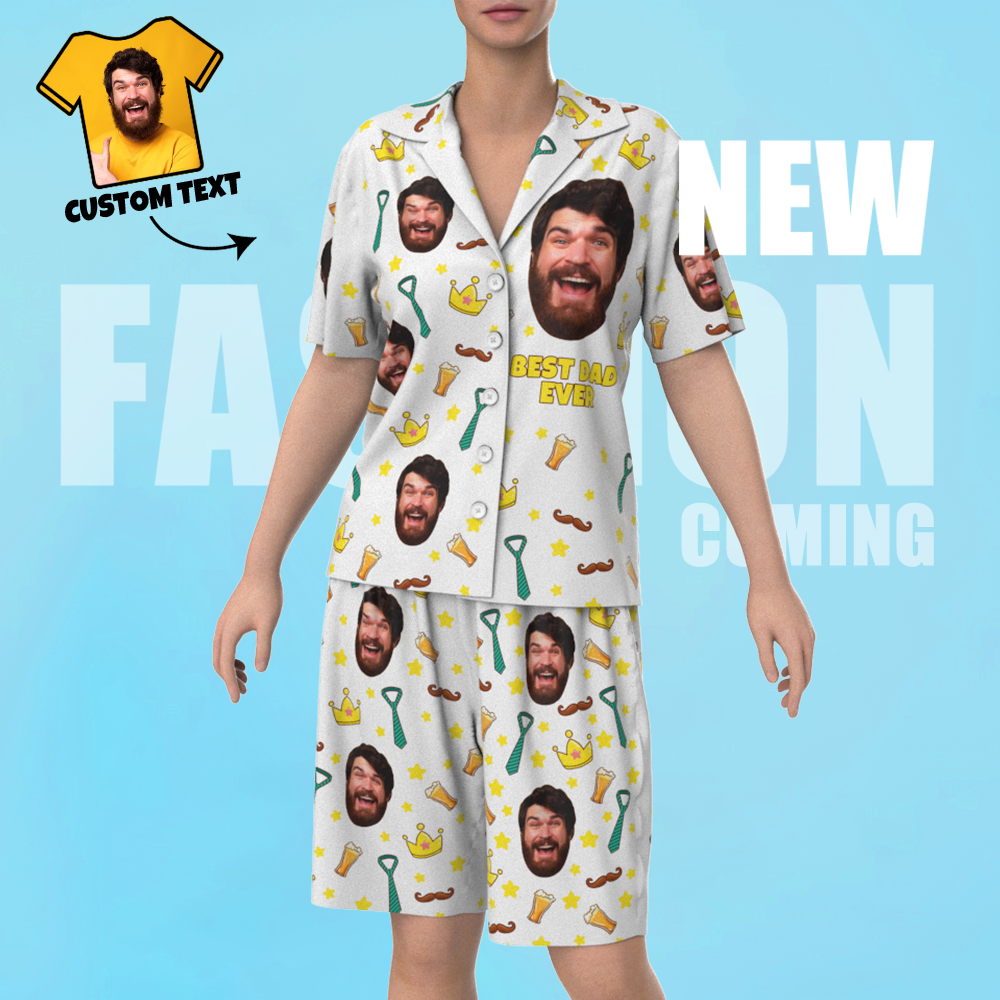 Custom Face Short Sleeve Personalized Pajamas Father's Day Gift for Dad - 