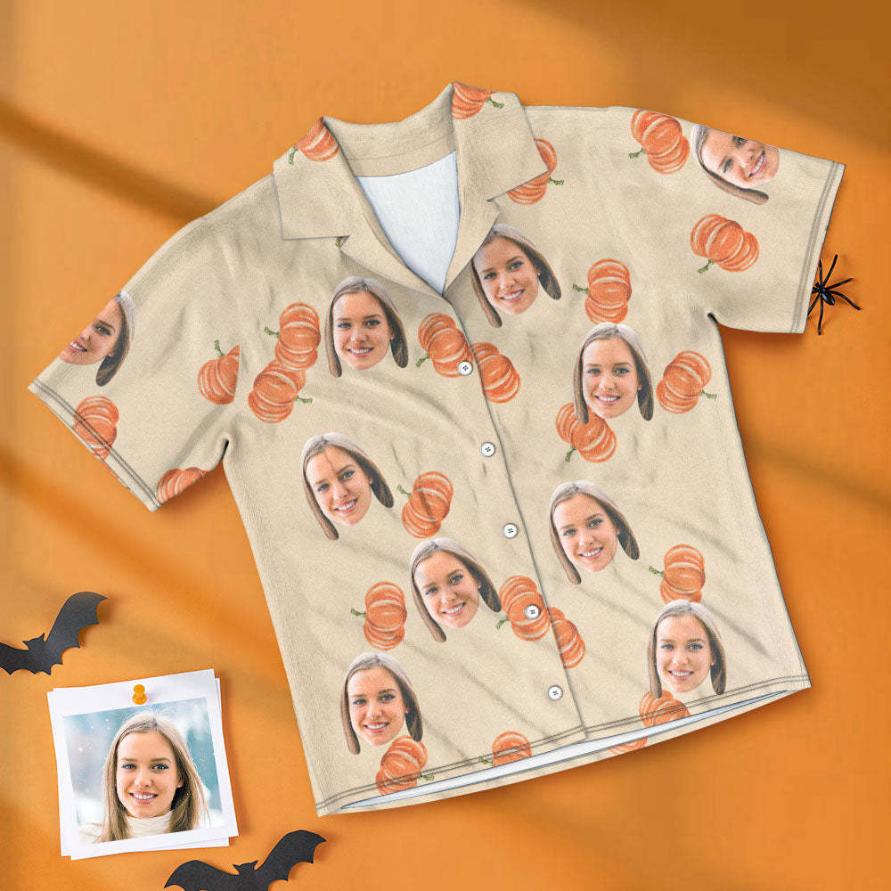 Custom Face Short Sleeved Pajamas Personalized Women's Sleepwear Hallowen Gifts For Her - 