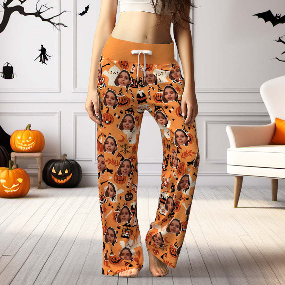 Custom Halloween-Themed Lounge Pants Ladie's Loose Wide-leg Pants - 