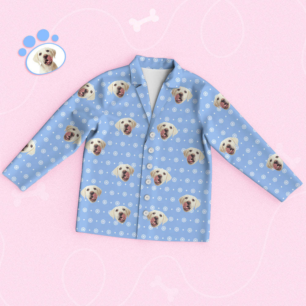 Custom Cute Pet Face Pajamas Snowflake Pajamas - 