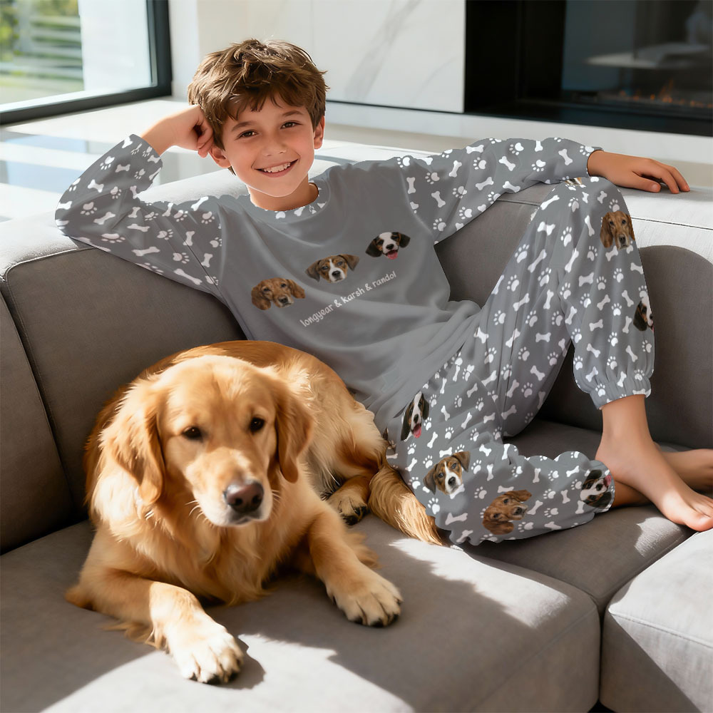Custom Photo Pet Faces - Gift For Dog Lovers, Cat Lovers - Personalized Unisex Pajamas Set Pajamas For Family - 