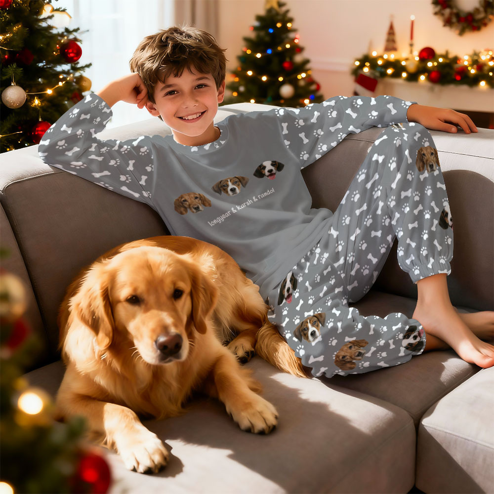 Custom Photo Pet Faces - Gift For Dog Lovers, Cat Lovers - Personalized Unisex Pajamas Set Pajamas For Family - 