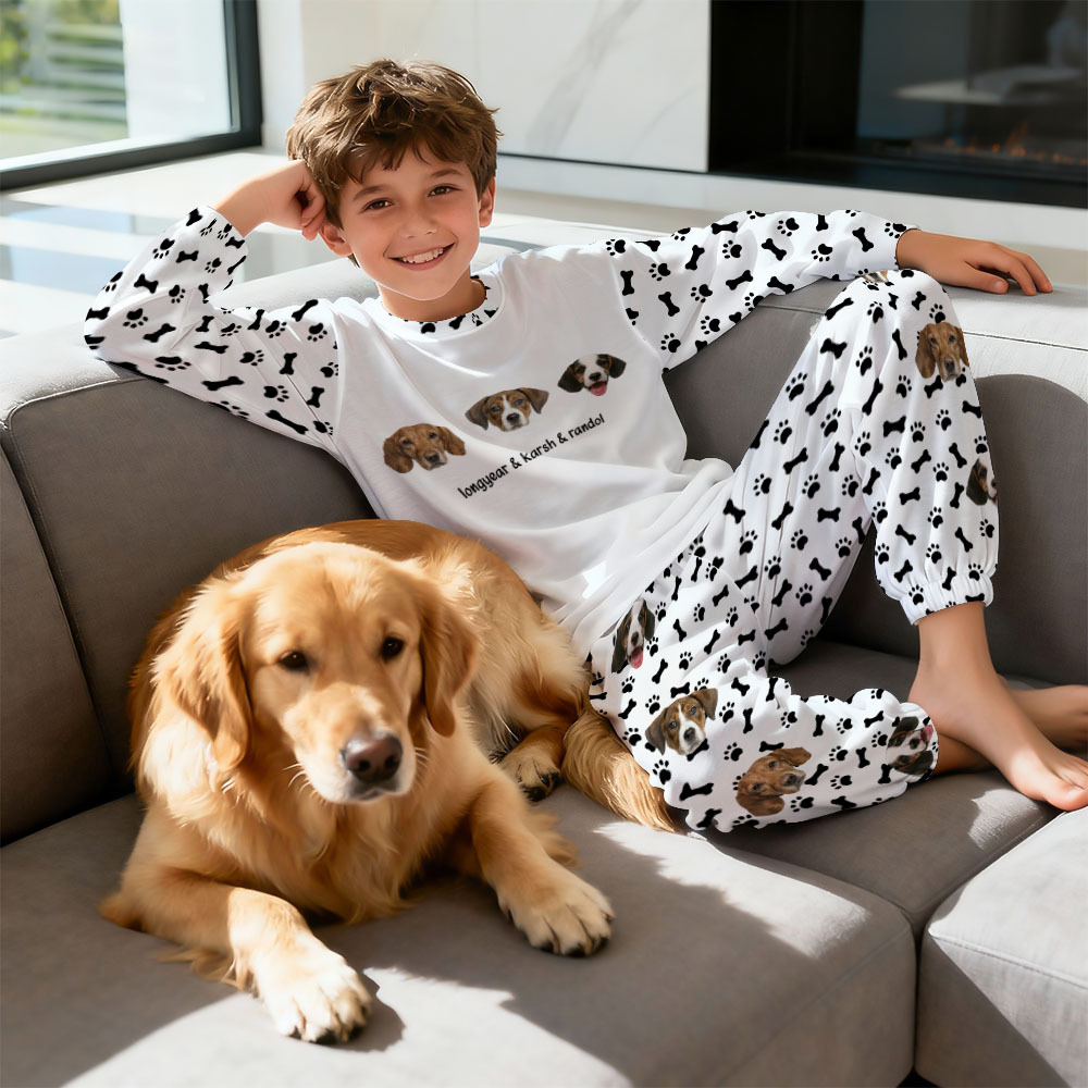 Custom Photo Pet Faces - Gift For Dog Lovers, Cat Lovers - Personalized Unisex Pajamas Set Pajamas For Family - 