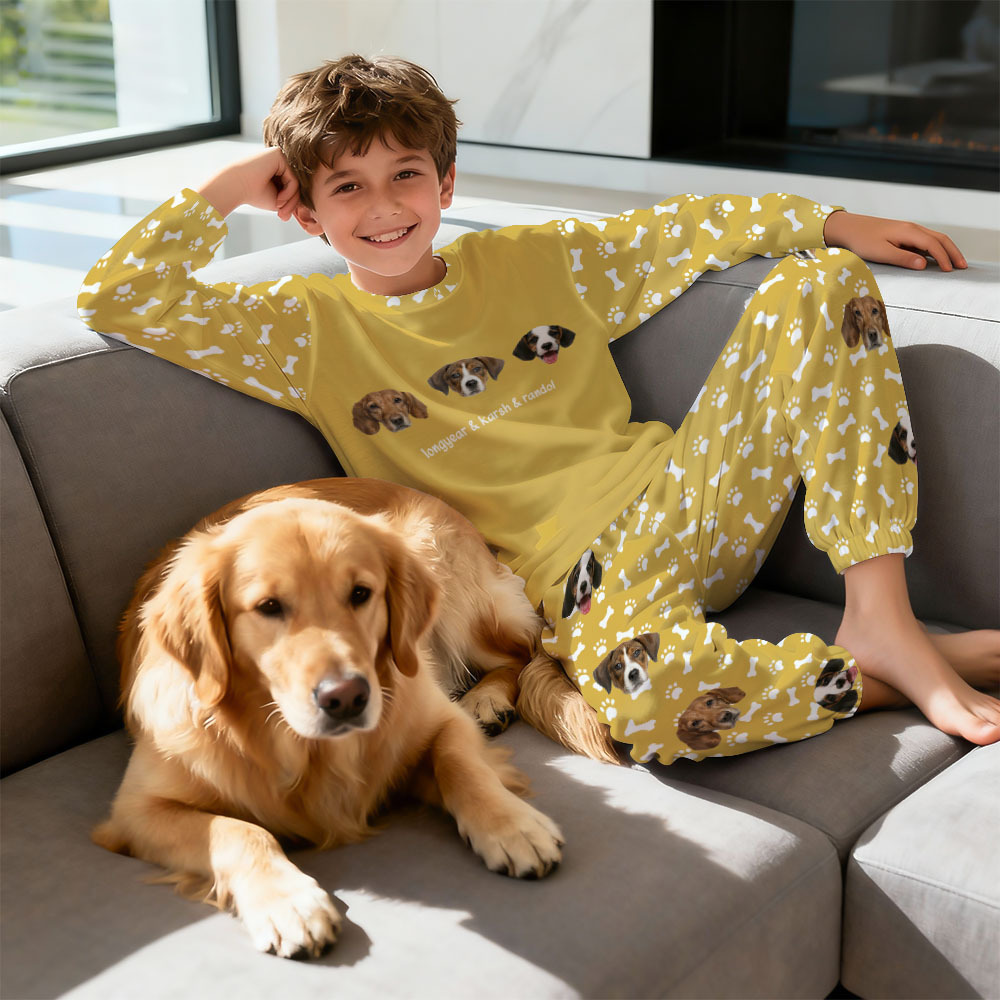 Custom Photo Pet Faces - Gift For Dog Lovers, Cat Lovers - Personalized Unisex Pajamas Set Pajamas For Family - 