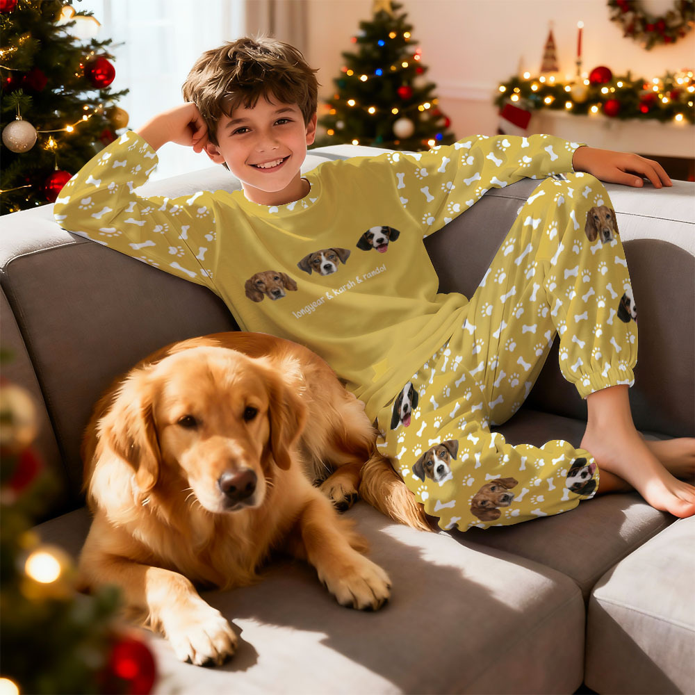 Custom Photo Pet Faces - Gift For Dog Lovers, Cat Lovers - Personalized Unisex Pajamas Set Pajamas For Family - 