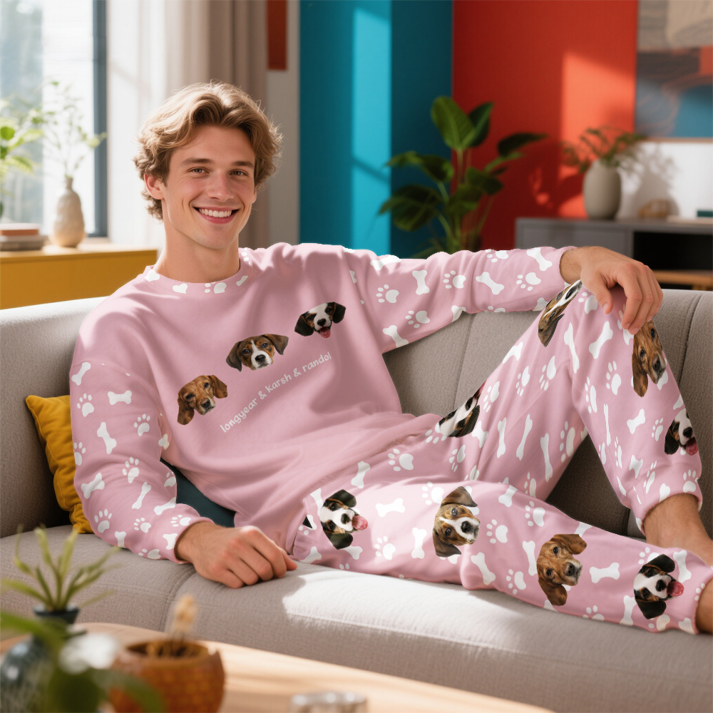 Custom Photo Pet Faces - Gift For Dog Lovers, Cat Lovers - Personalized Unisex Pajamas Set Pajamas For Family - 