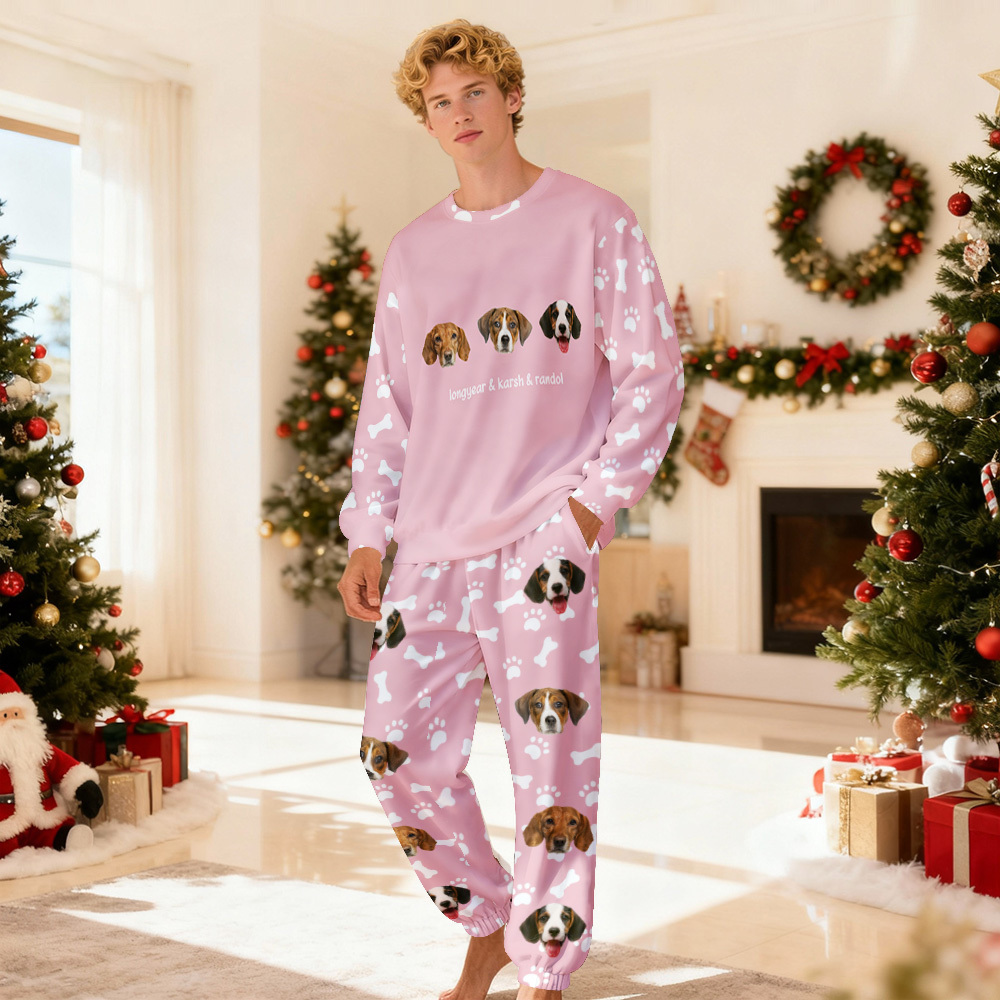 Custom Photo Pet Faces - Gift For Dog Lovers, Cat Lovers - Personalized Unisex Pajamas Set Pajamas For Family - 