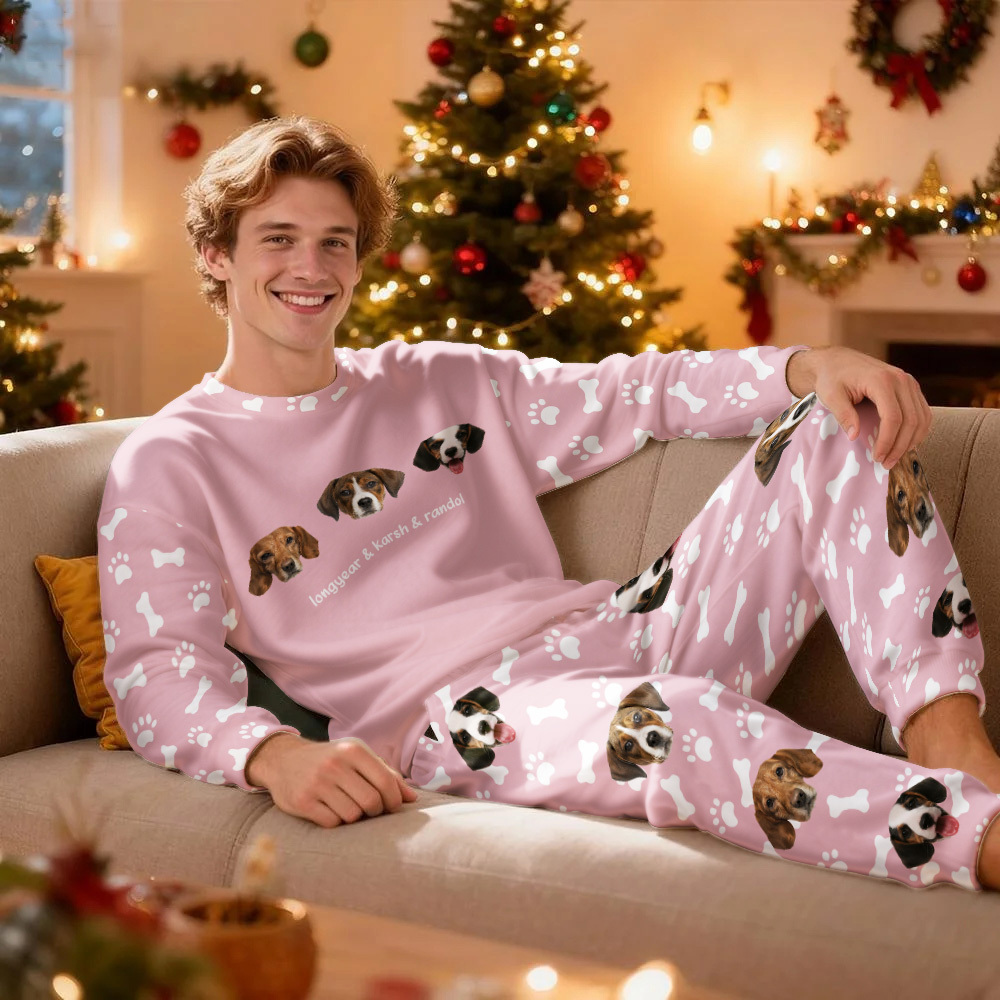 Custom Photo Pet Faces - Gift For Dog Lovers, Cat Lovers - Personalized Unisex Pajamas Set Pajamas For Family - 