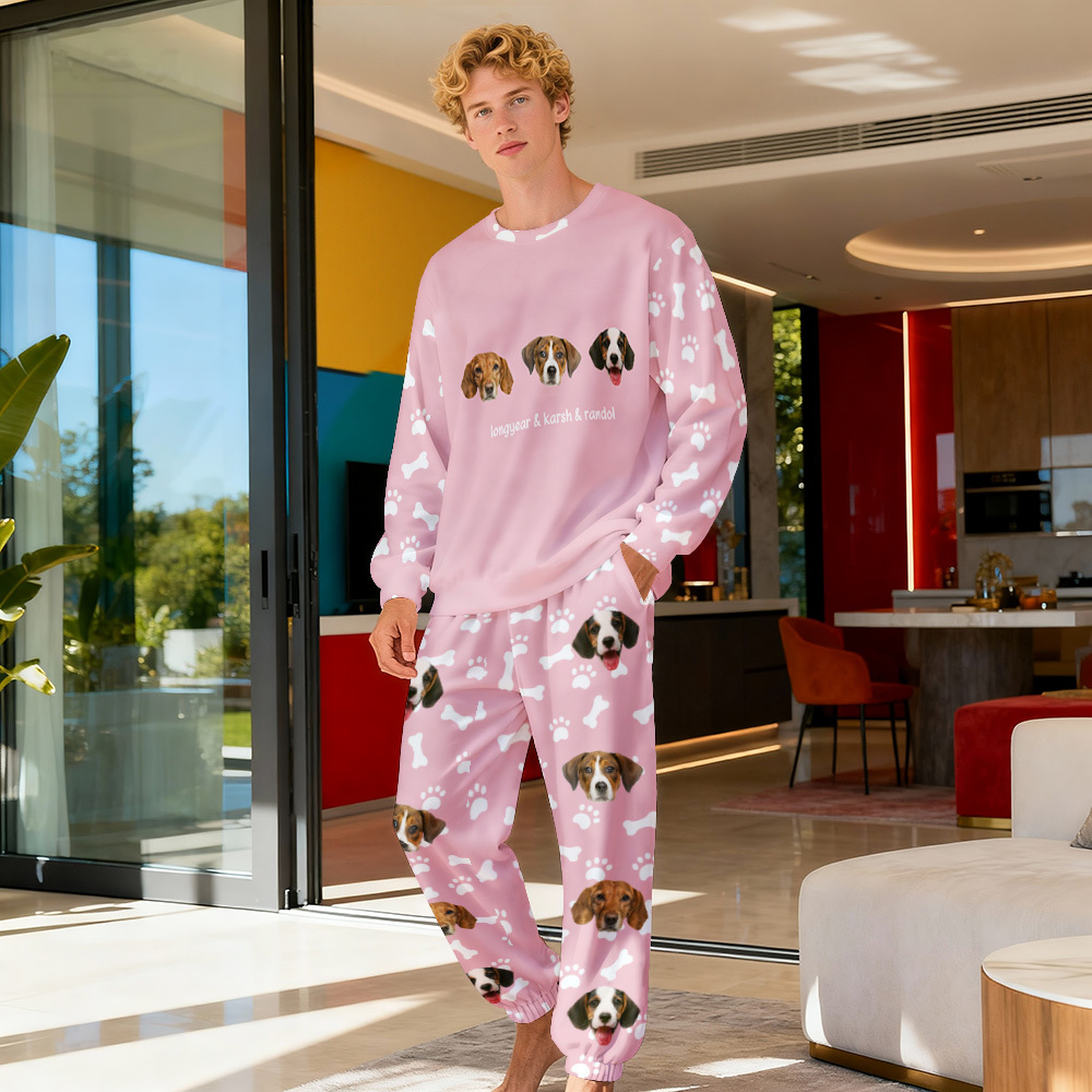 Custom Photo Pet Faces - Gift For Dog Lovers, Cat Lovers - Personalized Unisex Pajamas Set Pajamas For Family - 