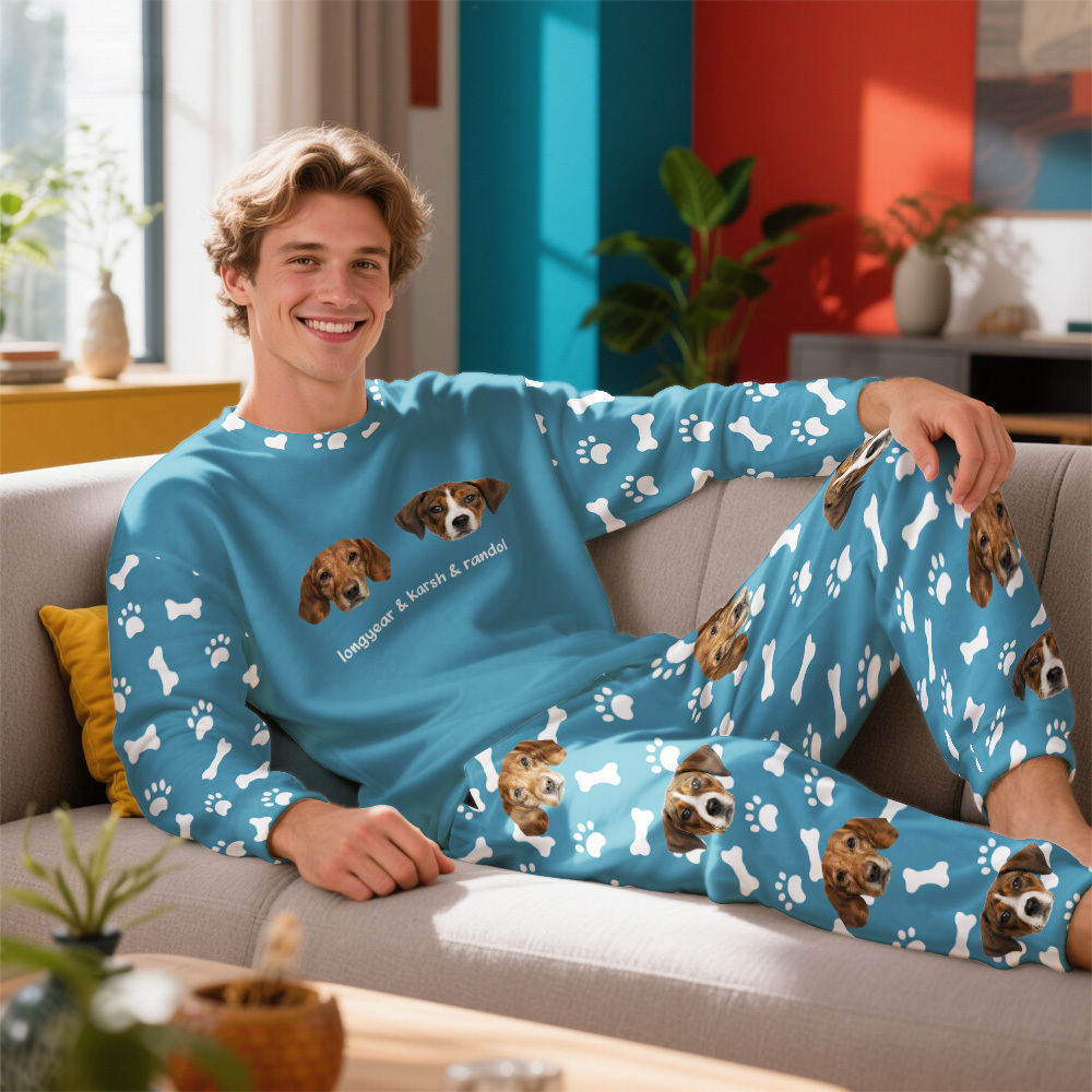 Custom Photo Pet Faces - Gift For Dog Lovers, Cat Lovers - Personalized Unisex Pajamas Set Pajamas For Family - 