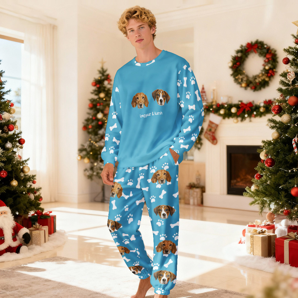 Custom Photo Pet Faces - Gift For Dog Lovers, Cat Lovers - Personalized Unisex Pajamas Set Pajamas For Family - 