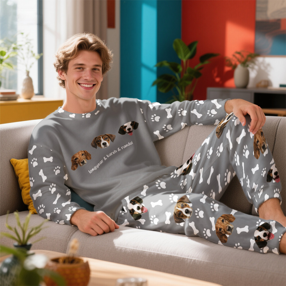 Custom Photo Pet Faces - Gift For Dog Lovers, Cat Lovers - Personalized Unisex Pajamas Set Pajamas For Family - 
