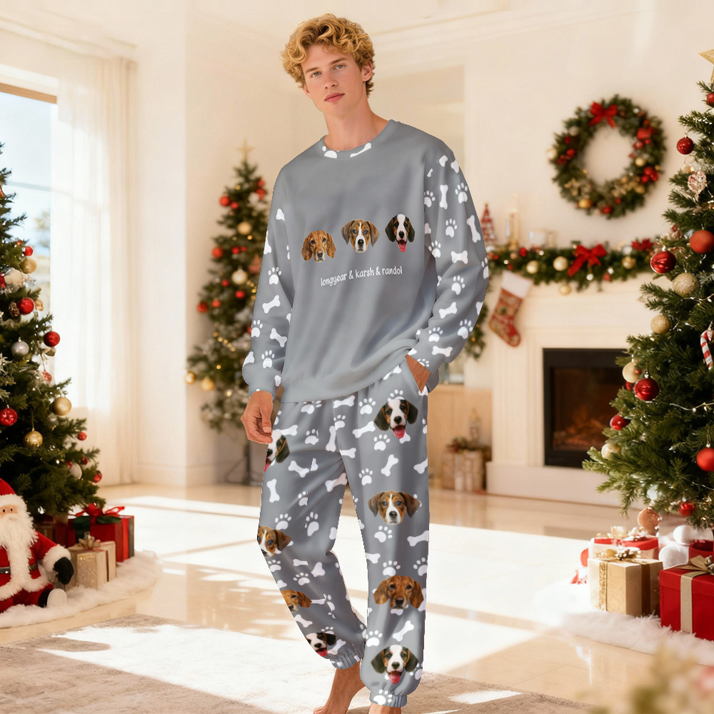 Custom Photo Pet Faces - Gift For Dog Lovers, Cat Lovers - Personalized Unisex Pajamas Set Pajamas For Family - 