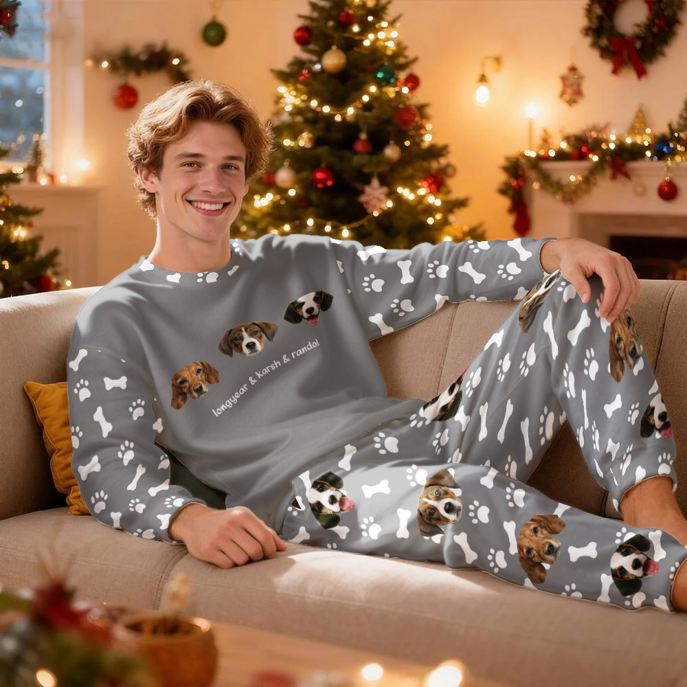 Custom Photo Pet Faces - Gift For Dog Lovers, Cat Lovers - Personalized Unisex Pajamas Set Pajamas For Family - 