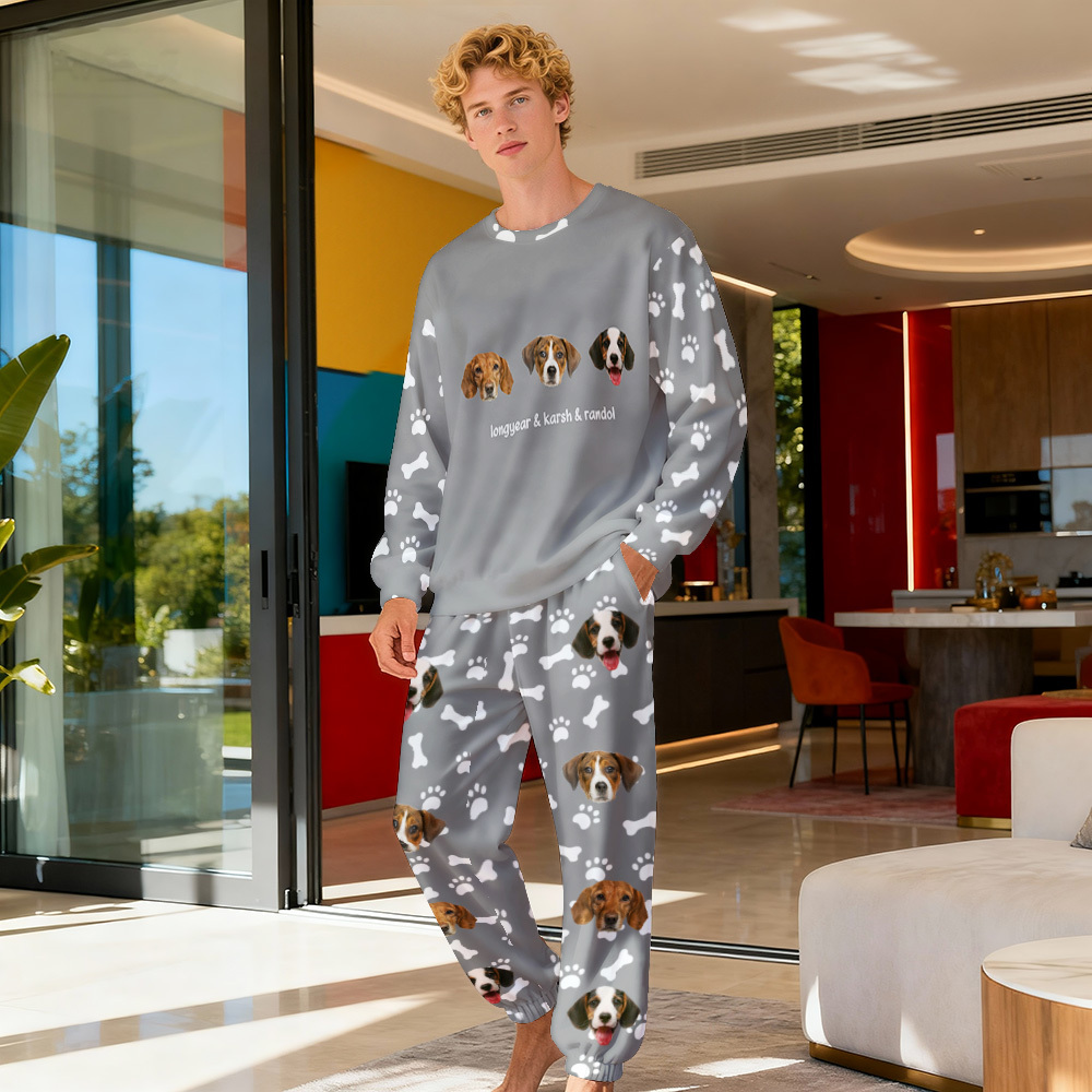 Custom Photo Pet Faces - Gift For Dog Lovers, Cat Lovers - Personalized Unisex Pajamas Set Pajamas For Family - 