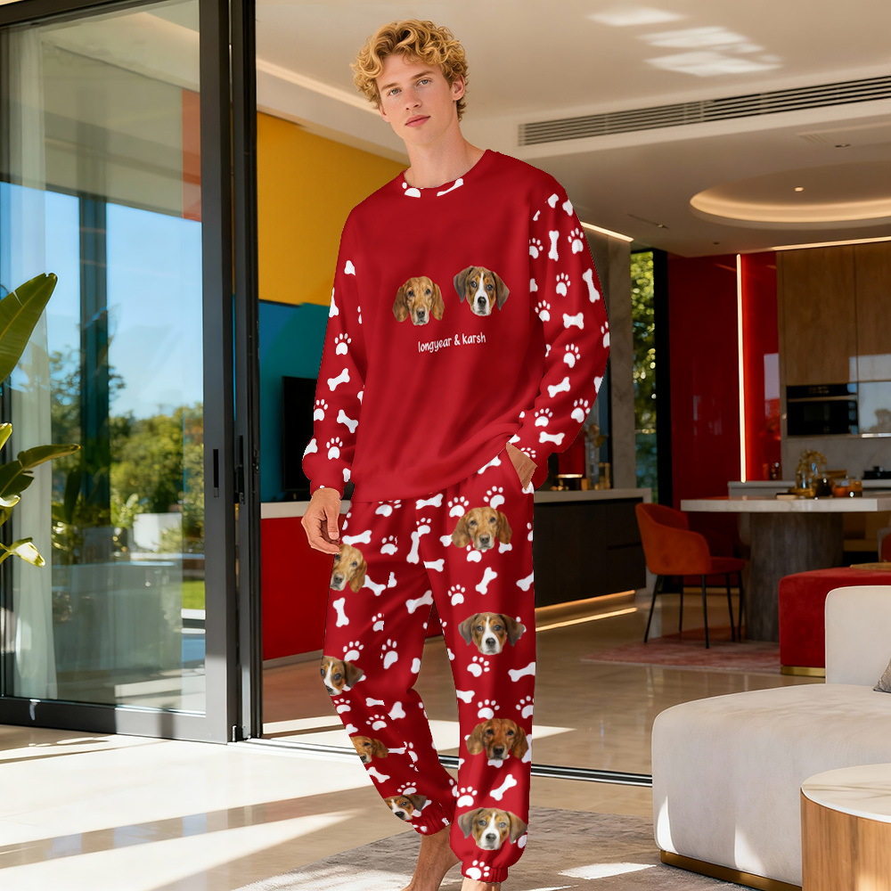 Custom Photo Pet Faces - Gift For Dog Lovers, Cat Lovers - Personalized Unisex Pajamas Set Pajamas For Family - 