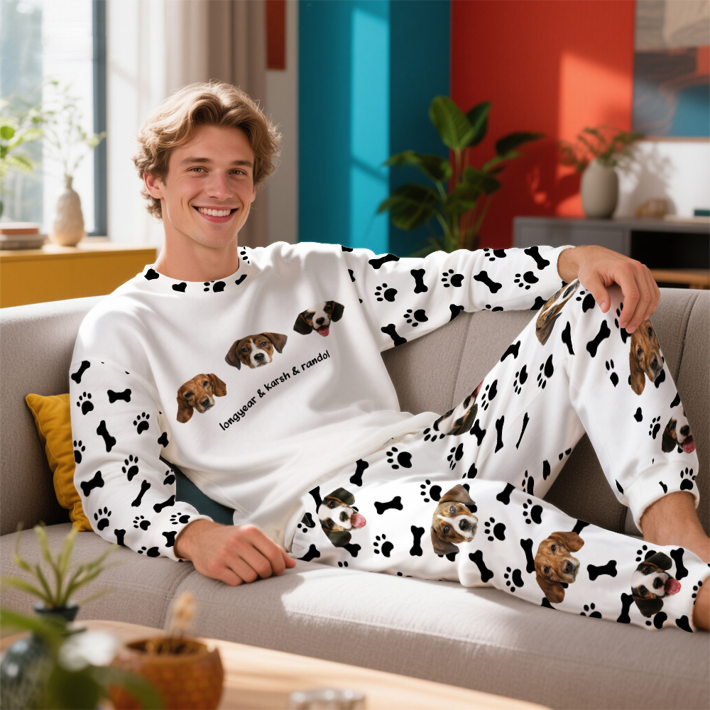 Custom Photo Pet Faces - Gift For Dog Lovers, Cat Lovers - Personalized Unisex Pajamas Set Pajamas For Family - 